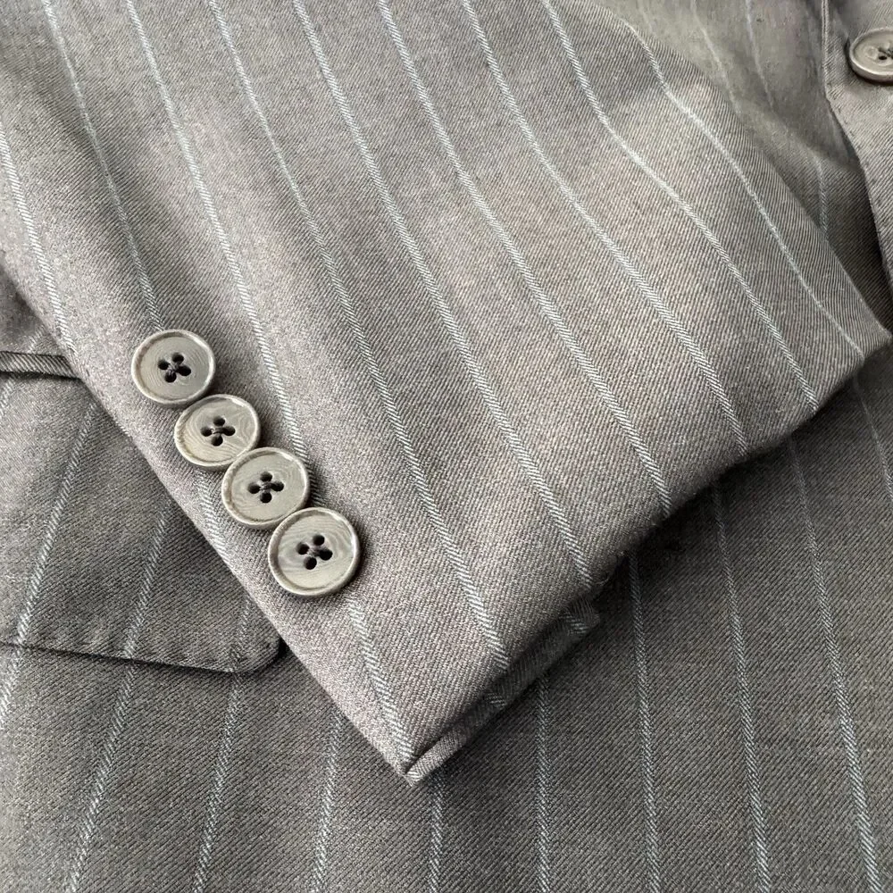 Ermenegildo Zegna Mila Fit Blazer Men 46R/60R Brown Pinstripe Wool Sport Coat